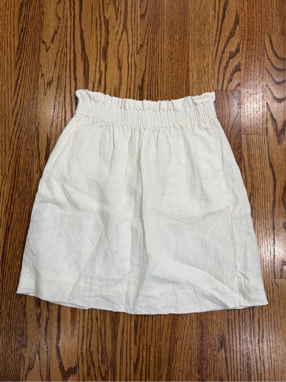 J. Crew 100% Linen Cream Elastic-Waist Mini Skirt (2) - Picture 1 of 6